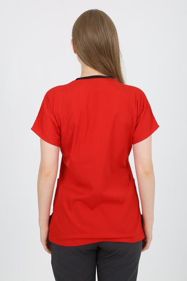 Kırmızı - Füme Kombin Unisex Uniforma (Likralı)