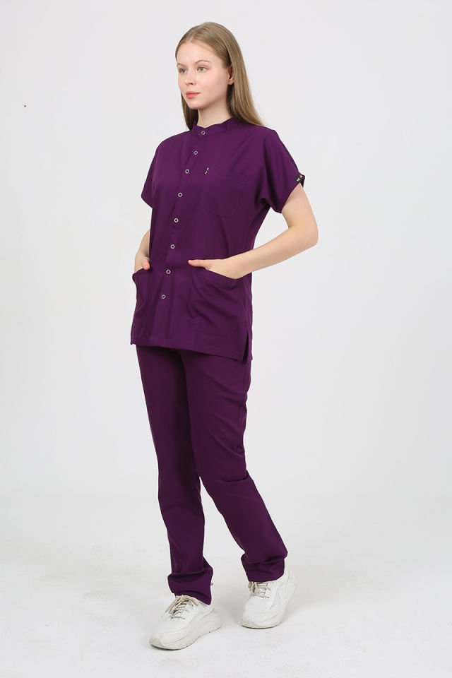 FREESİA Hakim Yaka Mürdüm Unisex Uniforma (Likralı)