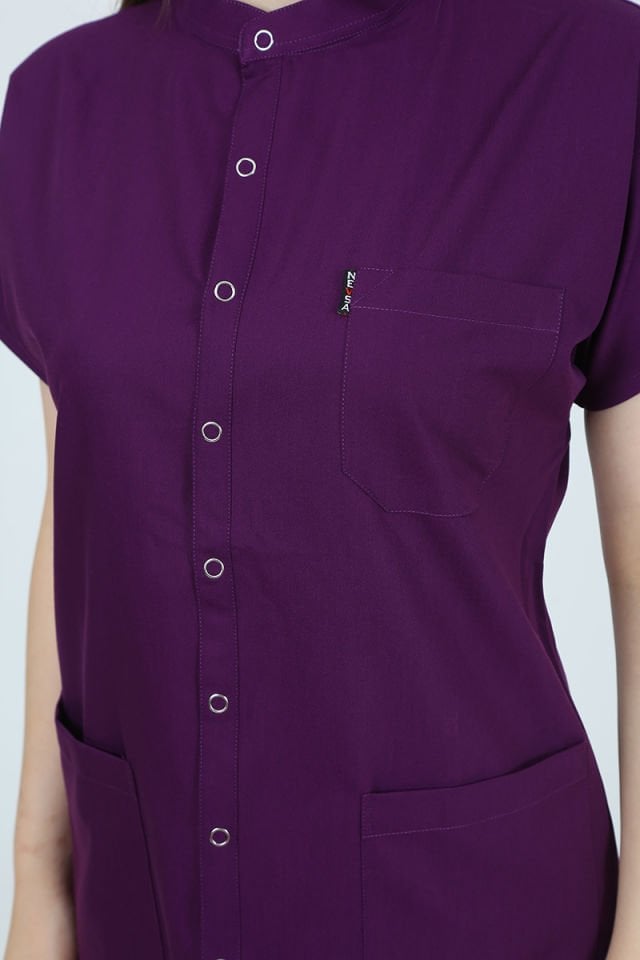 FREESİA Hakim Yaka Mürdüm Unisex Uniforma (Likralı)